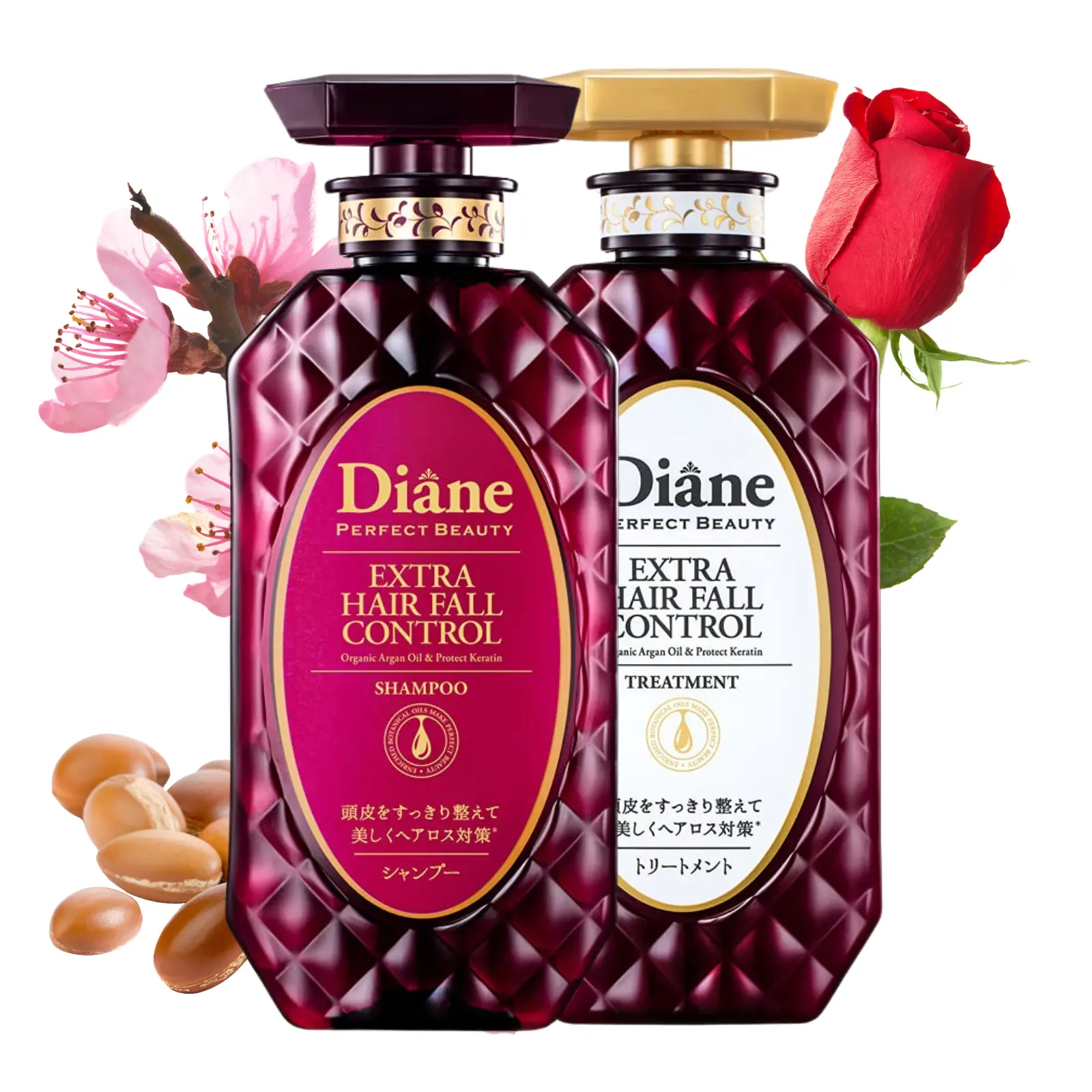 Moist Diane Anti Hair Loss Shampoo and Conditioner Set for Women & Men, Hair Thickening Shampoo for Hair Fall by Argan Oil, Keratin, Ginseng Root, Wasabi Extract in Japan 30.4 Fl Oz HAIR FALL CONTROL