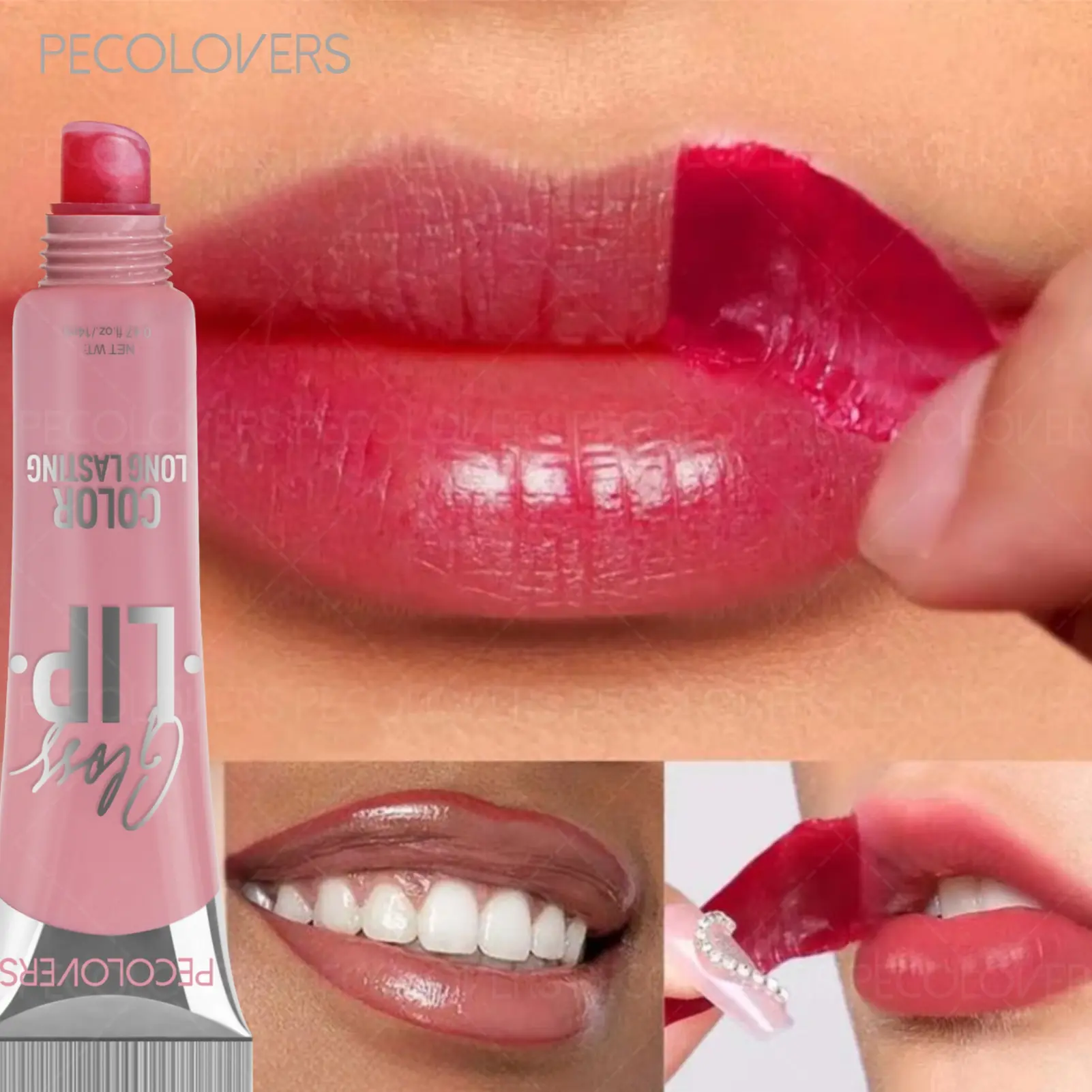 1PC Amazing Blue Peel Off Tinted Lip Gloss 6 Colors Longlasting Non-Stick Cup Matte Velvet Liquid Lipstick Colored Tear-Off Lip Tint Makeup Cosmetic