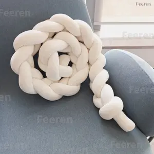 1.5Meters/59.05Inch INS Style 3-Strands Braided Long Pillow, Soft Lumbar Cushion for Bedroom & Sofa
