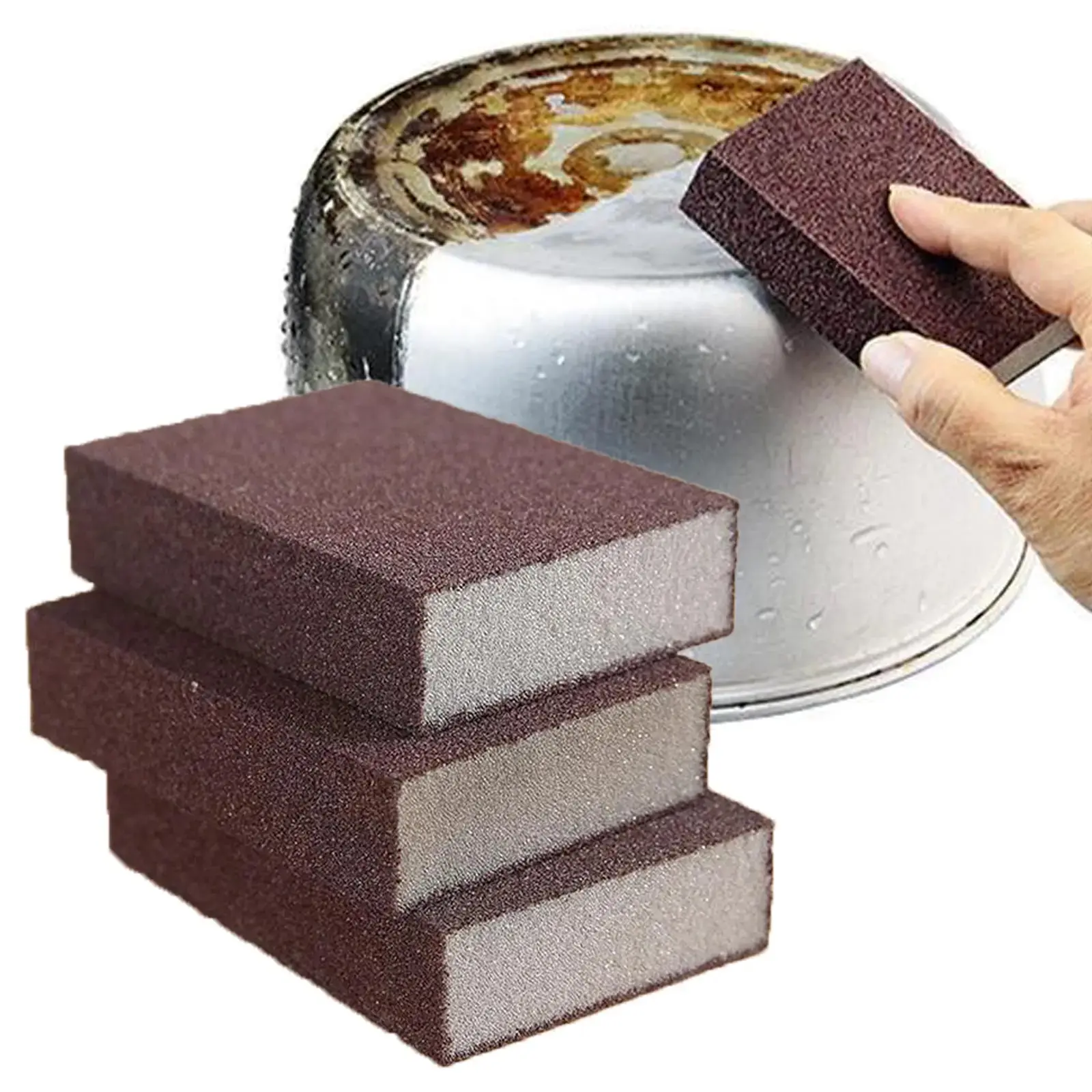10-Pcs All Purpose Magic Emery Sponges Pack, Household Kitchen Cleaning Tool for Pot Rust Removal, Decontamination, Sponges for Dishes