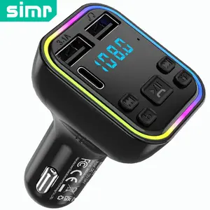 SIMR Car MP3 Player, 1 Count BT Wireless FM Transmitter, 15W Fast Charging Dual USB Car Charger, Handsfree Car Kit MP3 Player FM Modulator, Multifunctional Charger, Electronic Smartphone Charger, Car Gadgets