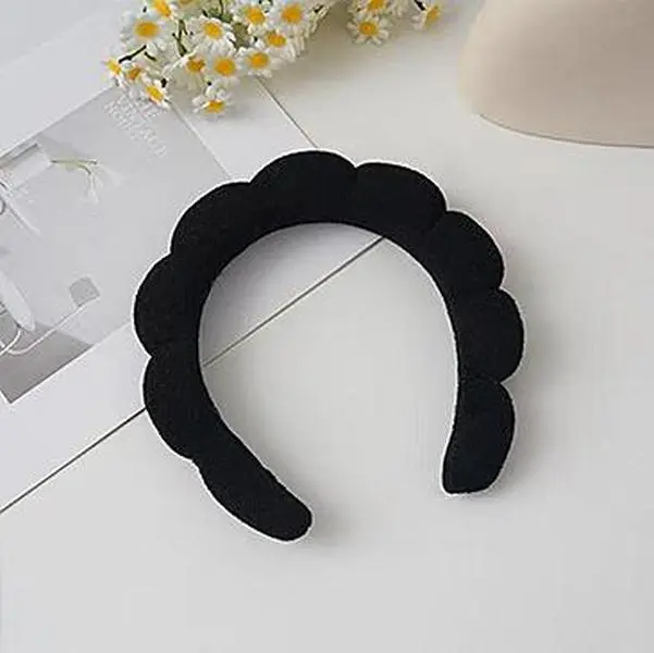 1 PCS Black Spa headband, Ultra-comfy ＆ Non-Slip Spa Headband for Women & Girls - Soft Terry Cloth Hair Wrap for Yoga, Skincare, Makeup, Sports & Daily Use,Birthday Gift,Halloween,Thanksgiving Gift For Friends,Girl Friend,Family (Black)