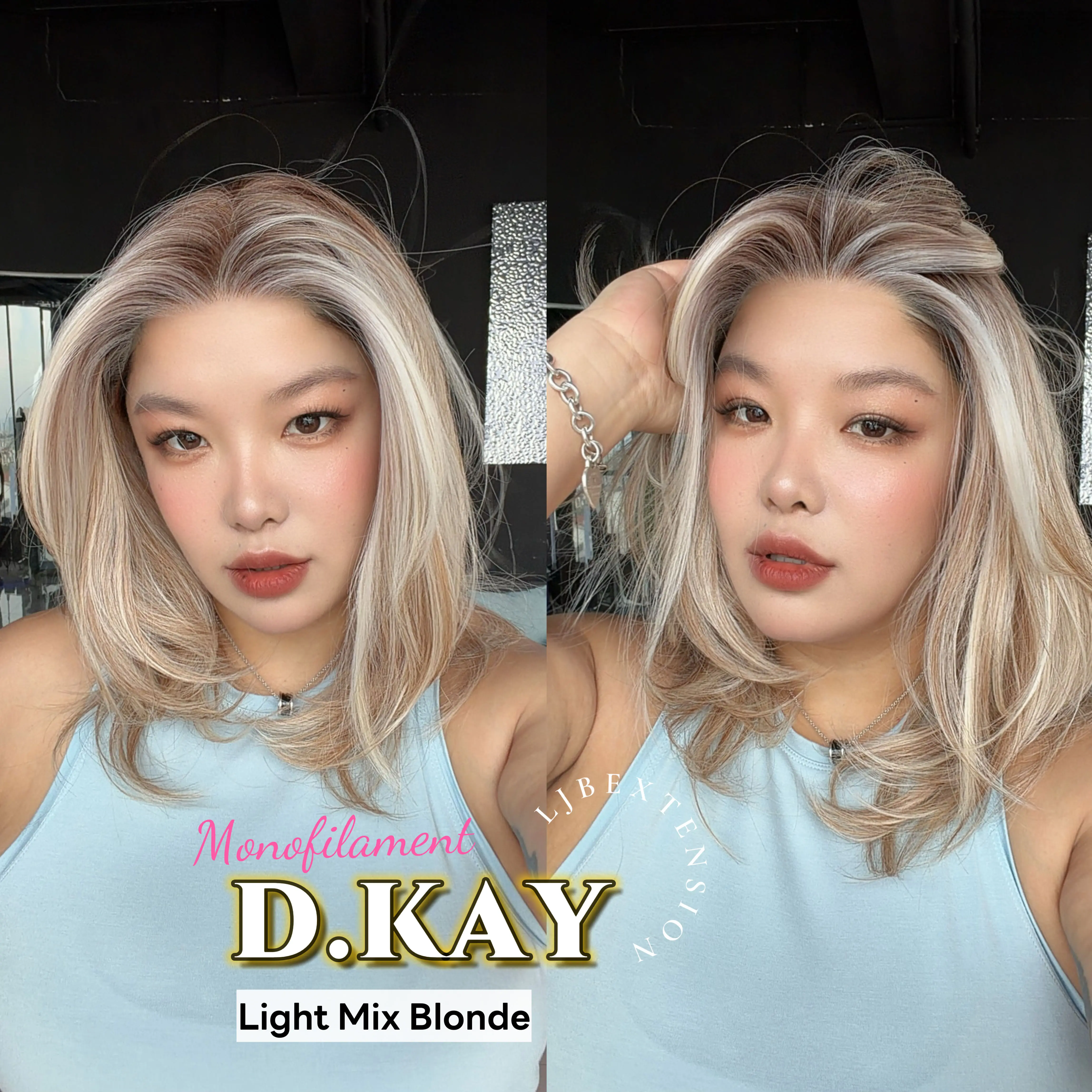 JBEXTENSION D.KAY MONO Partial Monofilament Wig 18 Inches Partial Mono Lace Glueless Women Fashion Wig D.KAY MONO【BENDY EAR TABS】
