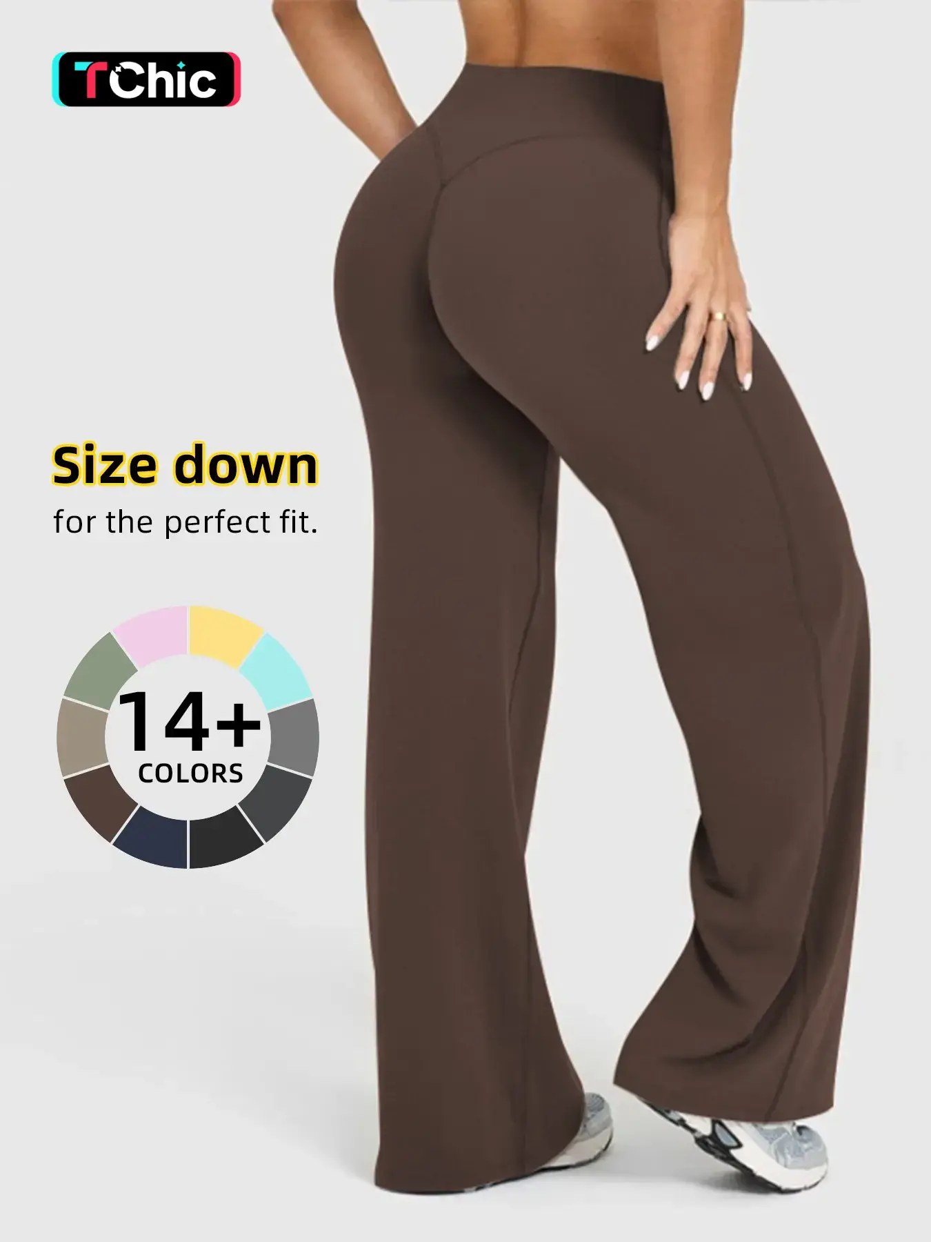 Women's High Waisted Elastic Loose Straight Leg Pants, Butt Lifting Outdoor Casual Pants, Suitable for Yoga and Pilates, Comfortable Daily Wear