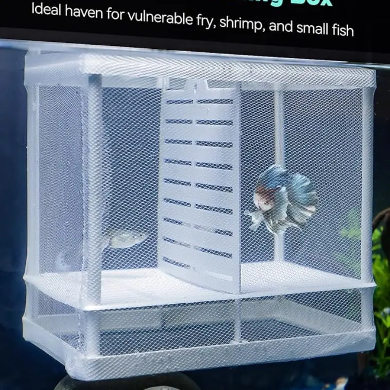 Fish Tank Breeding Isolation Net, Aquarium Fish Fry Breeding Enclosure Box with Nylon Mesh and Suction Cup, Small Fish Fry Hatching Cultivation Box