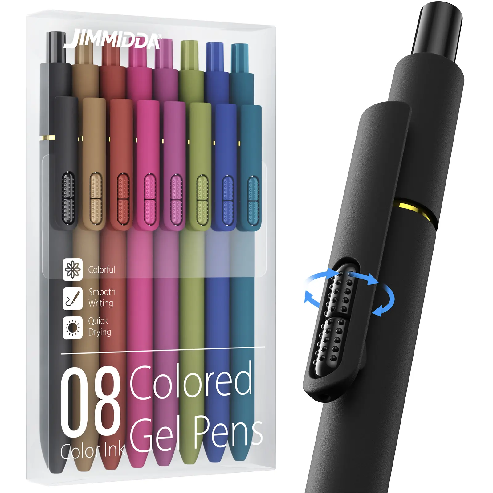 Colorful Gel Pens - 8 Pcs Colored Ink Pens Coloring | 0.7MM Smooth Writing Medium Point - Quick Drying Retractable Colored Pen for Journaling Note Taking BackToSchool
