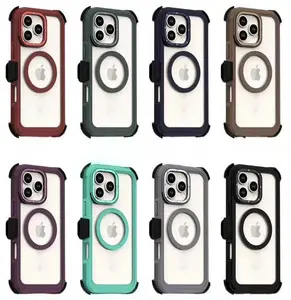 Magsafe Defender Case For Apple iPhone 16 / 15 / 14 / Plus / Pro / Pro Max / Shockproof Heavyduty cover With Belt Clip Phonecase Casing