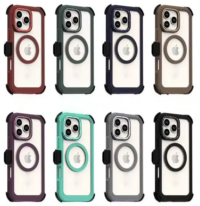 Magsafe Defender Case For Apple iPhone 17 / 17E / 16E / 16 / 15 / 14 / Plus / Pro / Pro Max / Shockproof Heavyduty cover With Belt Clip Phonecase Casing