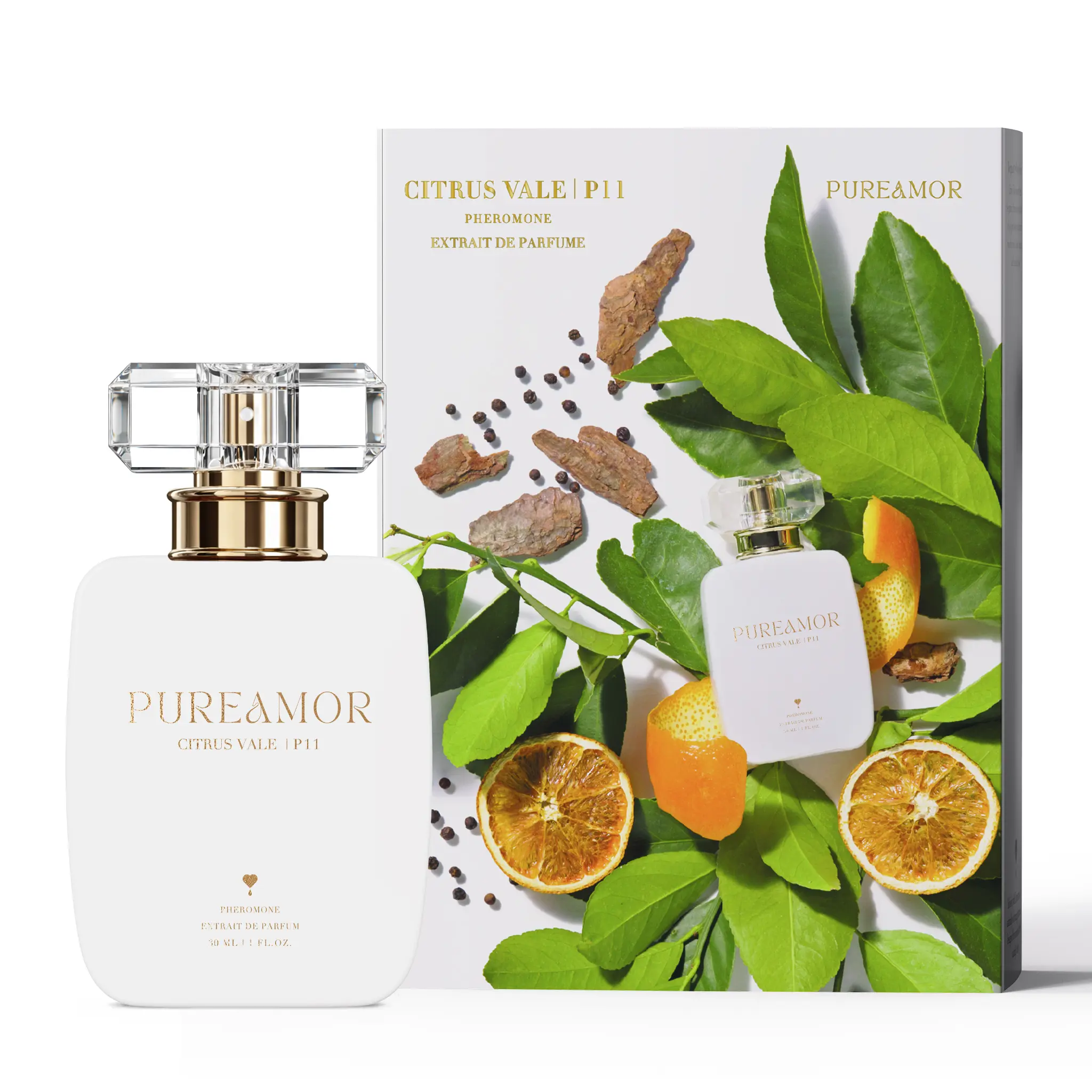 Pureamor Citrus Vale P11 Pheromone Natural Spray Perfume for Women, 30ml/1oz Extrait de Parfum(Cedarwood, Bergamot, Lavender, Vetiver), Vibrant Morning Energy, Tropical Fruity & Uplifting Mood Booster, Long Lasting Luxury Fragrance