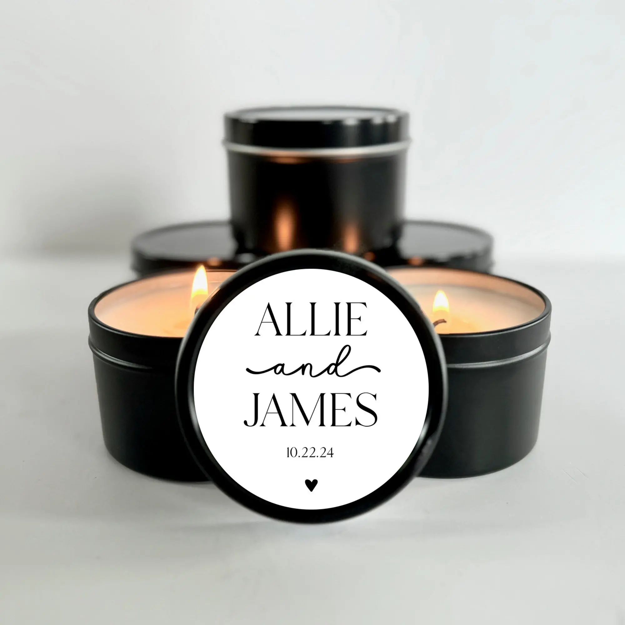 Bulk Wedding Favors for Gusts / Set of 10 Candles / Custom Wedding Favors / Personalized Gold Candle Tins Decor Glass