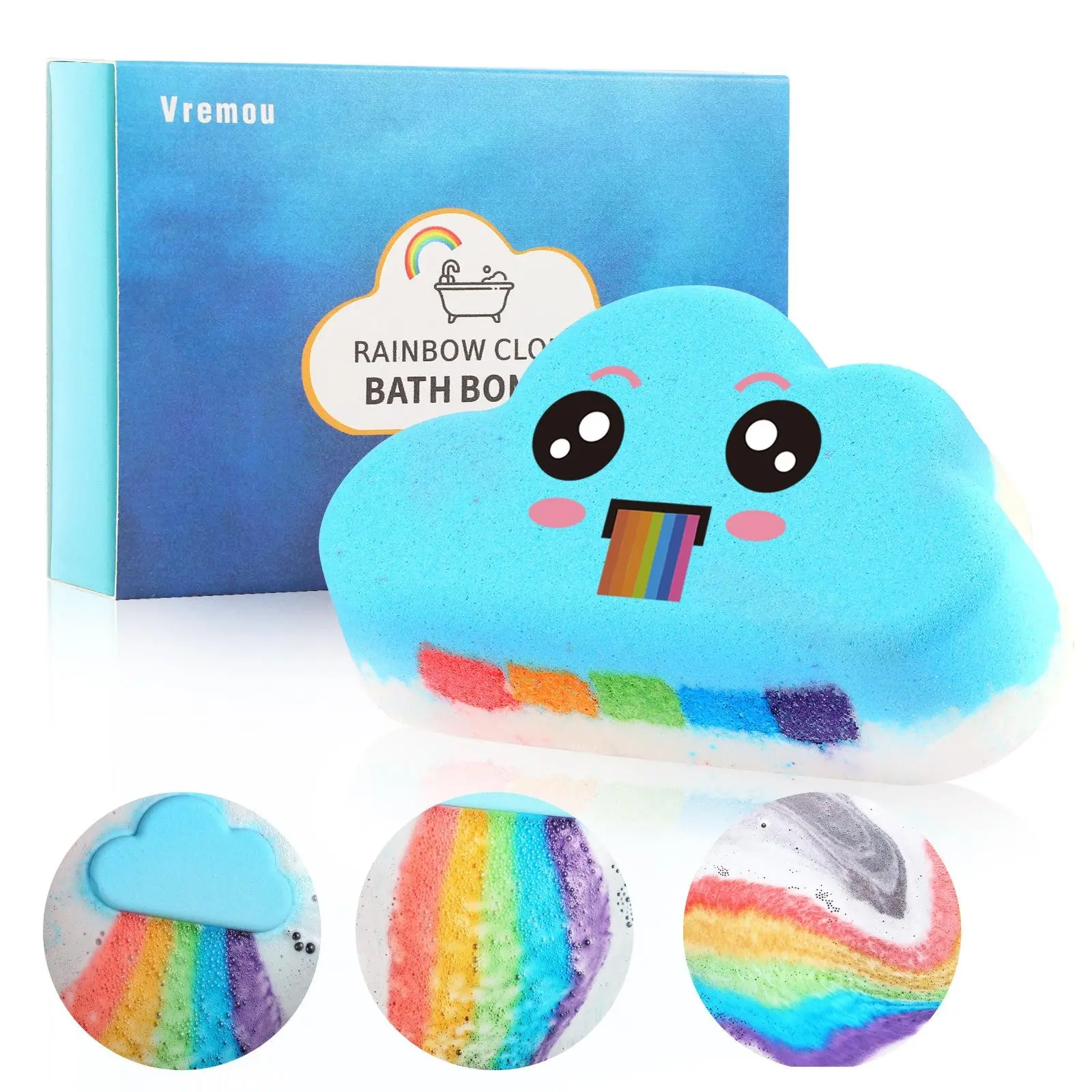 Cute Cloud Bath Bombs for Kids, Rainbow Fizzies with Gentle Formula, Perfect for Relaxing Bath Time, Ideal Gift for Girls & Boys, Safe for Sensitive Skin