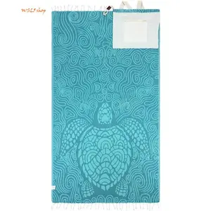 2-in-1 Sea Turtle Beach Towel Tote Bag, Oversized Quick Dry Sandproof Travel Towel with Zipper Pocket, Lightweight Beach Essentials for Pool Vacation Cruise & Summer Trips