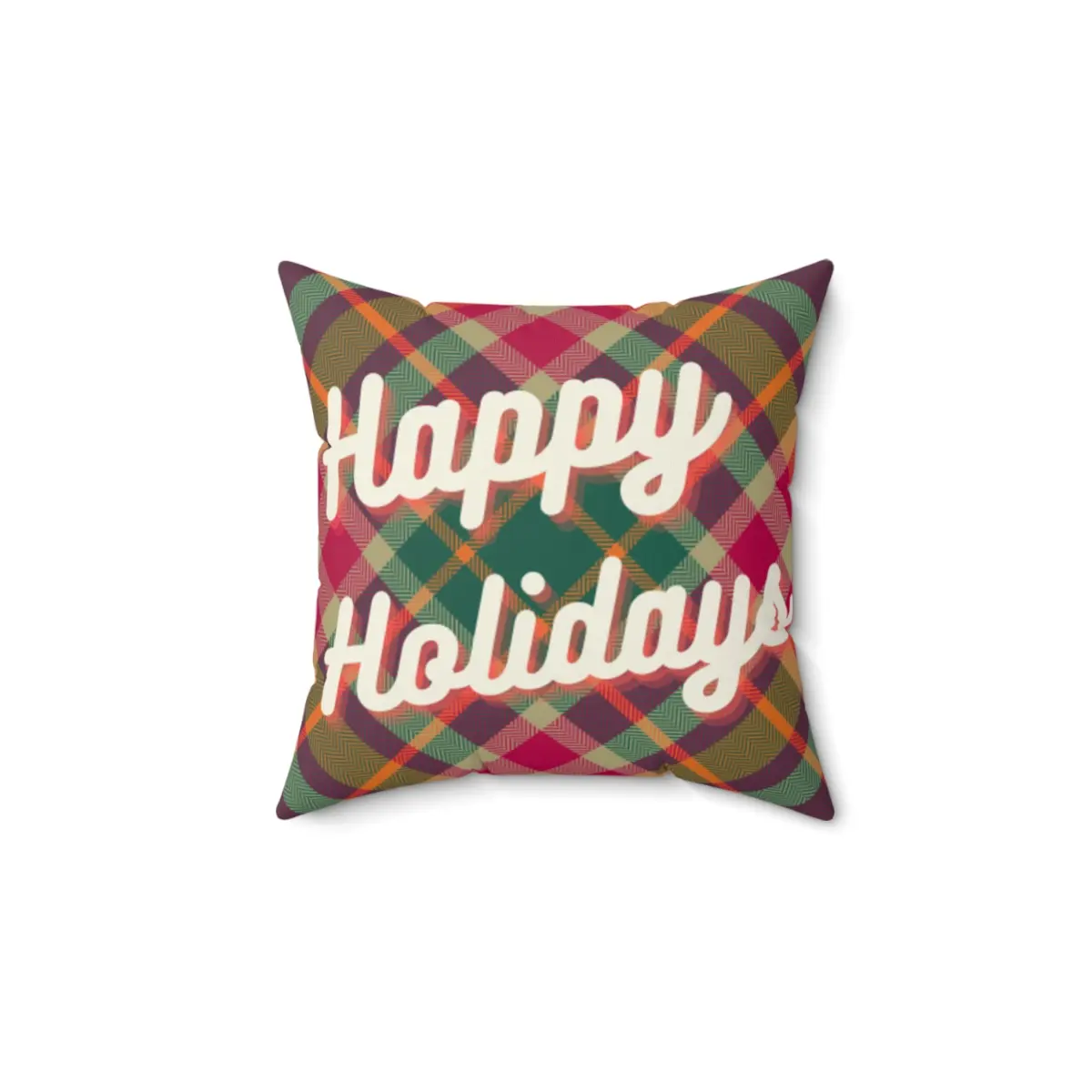 Classic Christmas Plaid Pillow  Spun Polyester Square Pillow