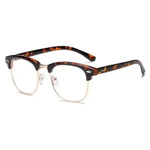 Unisex Trending Glasses - Elegant Black Wire Glass Frames Full-Rim, Non-Prescription Leopard Print Lenses, Durable Hinged Mechanism, Hand-Washable Accessory-Friendly Frames for Weddings, Business Events