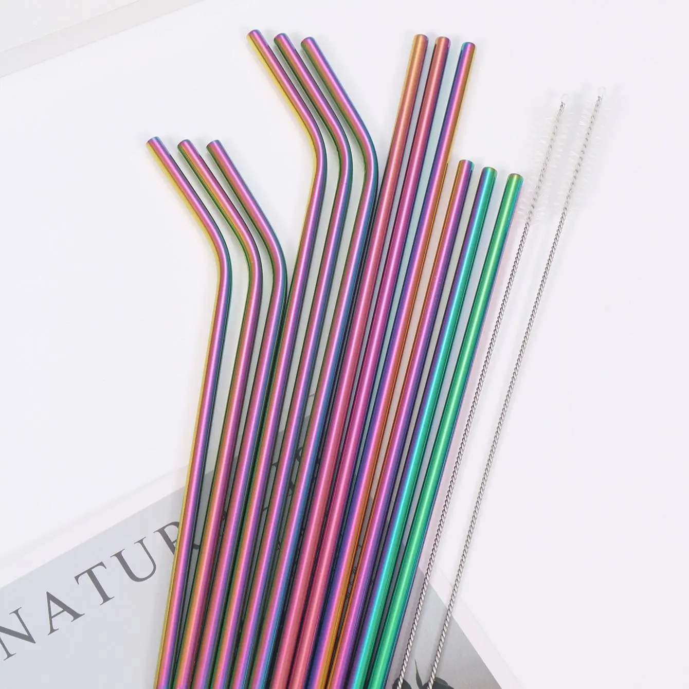 Stainless Steel Straw Set, 12pcs Reusable Metal Drinking Straws, Drinkware Accessories for Home Kitchen Daily and Party, Home And Party Essential