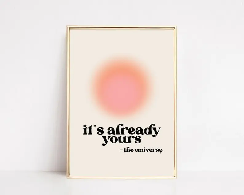 manifestation art print | retro print | affirmation wall art | manifest poster | trendy decor | gradient| Framless Poster