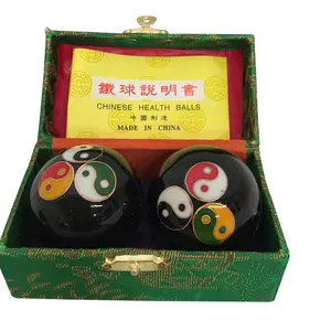 Baoding Balls Chinese Health Massage Exercise Stress Balls 1.75" Diameter - Black