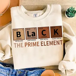 Black Periodic Elements Graphic Sweatshirt, Science Inspired Element Blocks Design, Educational Unisex Crewneck