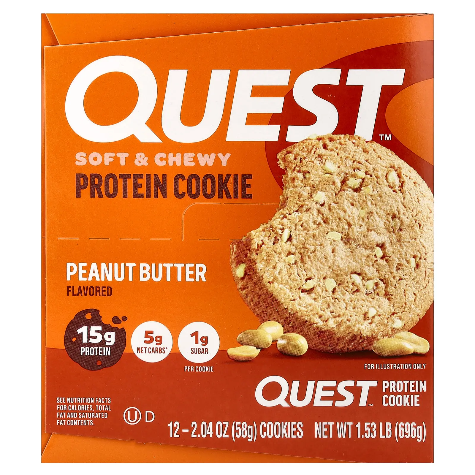 Quest Nutrition Protein Cookie, Peanut Butter, 12 Cookies, 2.04 oz (58 g) Each