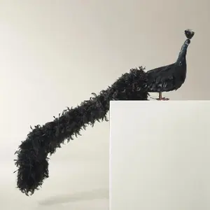 Z Gallerie Black Fancy Peacock - 60" Modern Home Decoration Interior Decoration Accessories Ornaments