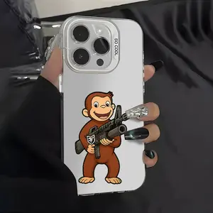 Curious George Phone  for iPhone17 16 15 14 13 12 11 Plus Pro Max Artistic Style PhotoPrint Customizable  Protection Cover Case