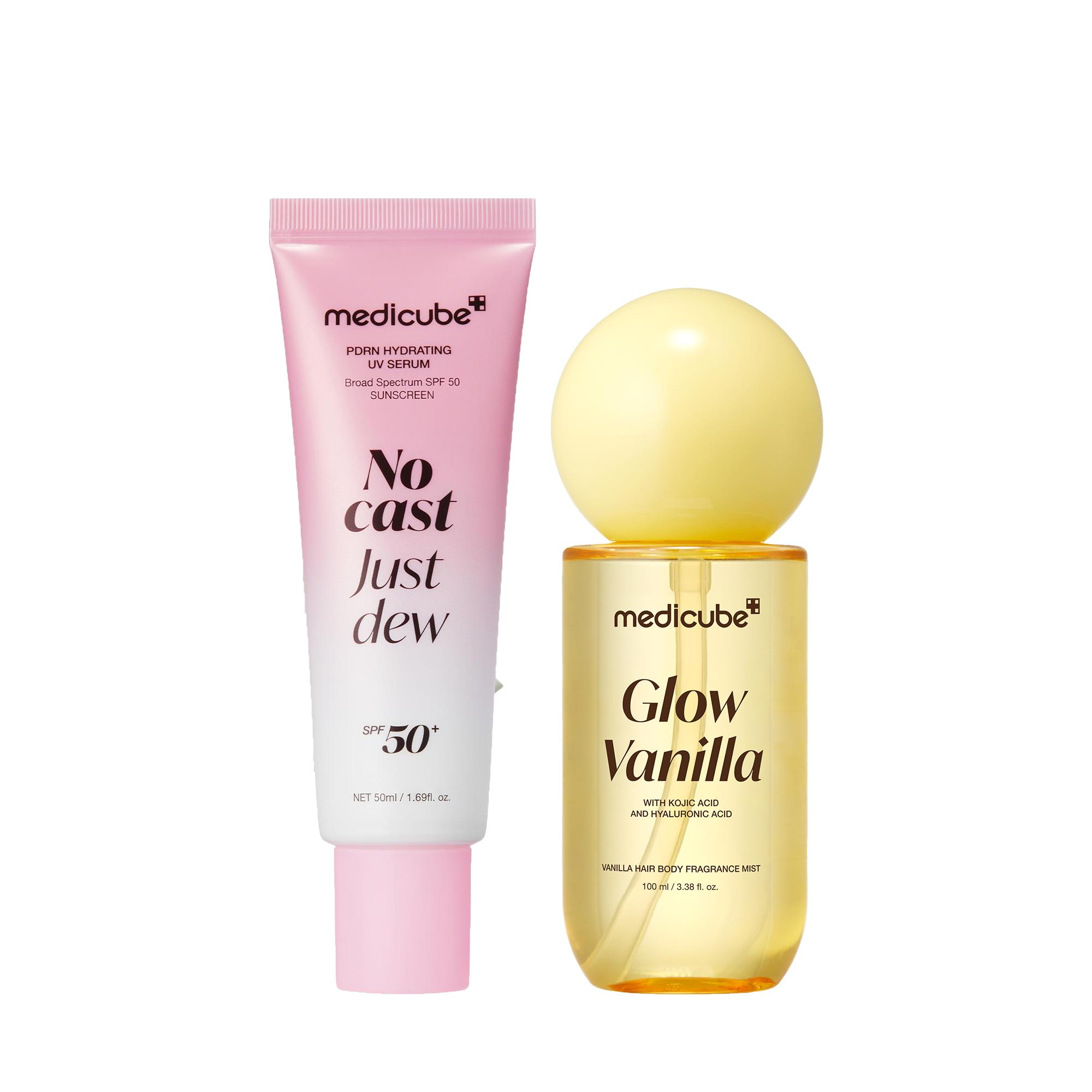 [medicube] Beat the Sun, Sweat & Odor Set | 24 Hours Odor Control, Deep Hydration, Body Brightening Care & Boosting Hair Radiance, Daily Lightweight Sunscreen SPF 50, Glow Vanilla | Korean Skincare, K-Beauty