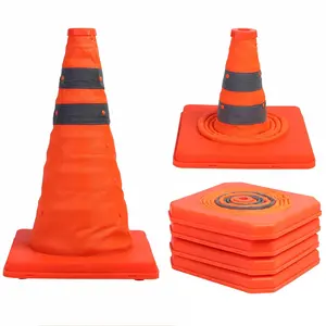 【DealsForYouDays】4-Pack 15.5-in Collapsible Hi-Visibility Protective Durability Cone Safety Cones, Multi-Purpose Pop-Up Work Safety Equipment for Home Improvement Security, Hi-Visibility Safety Cones