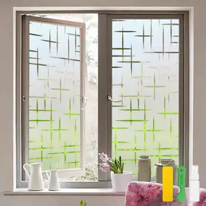 Star Pattern Static Cling PVC Glass Window Film, 1 Roll No Adhesive Privacy Window Sticker, Light Blocking and UV Protection Window Film for Bathroom, Balcony & Kitchen, Window Privacy Films, Decor