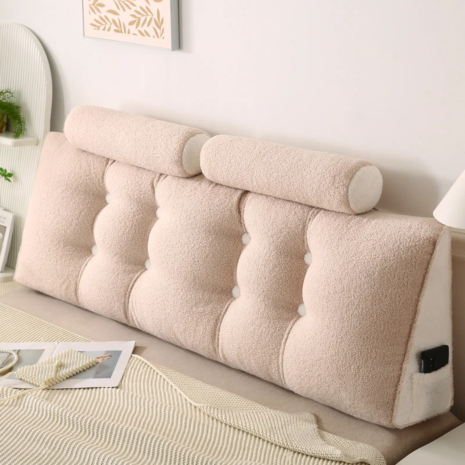 Triangular Headboard Pillow w/2 Neck Pillow Bolster Sitting Bed Reading Pillow cute cushion support perfect pillow