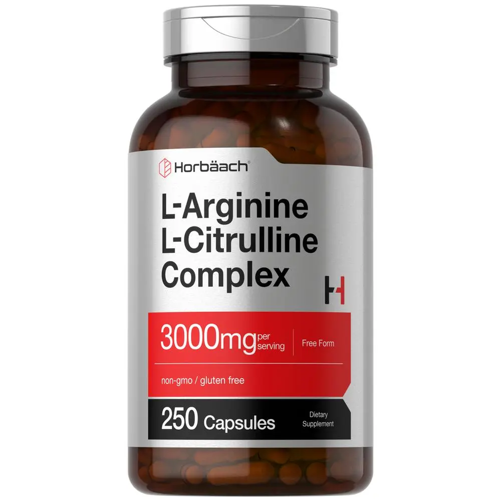 Horbäach L-Arginine L-Citrulline Complex - 3000mg - 250 Capsules - Non-GMO, Gluten Free Supplement