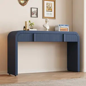 Modern Console Table with 2 Storage Drawers, Fluted Entryway Table with Rounded Silhouette for Hallway Living Room and Entryway