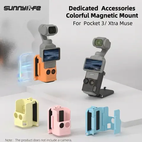 Sunnylife Magnetic Camera Mount for DJI Osmo Pocket 3/Xtra Muse, 6-Magnet Anti-Slip Silicone Holder with 180° Rotation Desktop Stand, Secure Fixation Filming Setup Op3 Compatible Charging Accessory