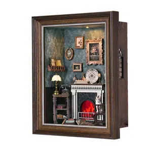 3D Wooden Puzzle Book Nook Kit with Fireplace, DIY Photo Frame Ornament, Bookshelf Dollhouse & Bookend, STEM Building Blocks – New Year Gift for Creative DIY Enthusiasts, Home Decoration