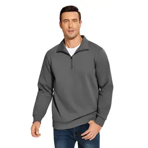 PINSPARK Men's Quarter Zip Fleece Cotton Pullover Sweatshirts Mock Neck Casual Long Sleeve Spring Winter Warm Sweatshirt springtok