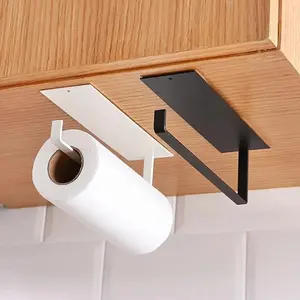 Kitchen Paper Towel Holder, 1 Count Punch Free Wall Mounted Paper Towel Holder, Household Paper Hanger, Storage Rack for Kitchen Bathroom