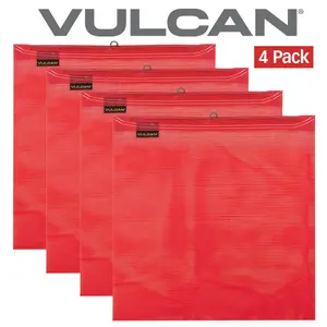 VULCAN Safety Flag with Wire Loop - Bright Red - Vinyl Coated Polyester Construction - 18 Inch x 18 Inch - 4 Pack High Visibility Vest Work Gloves Ultimate Reflectors