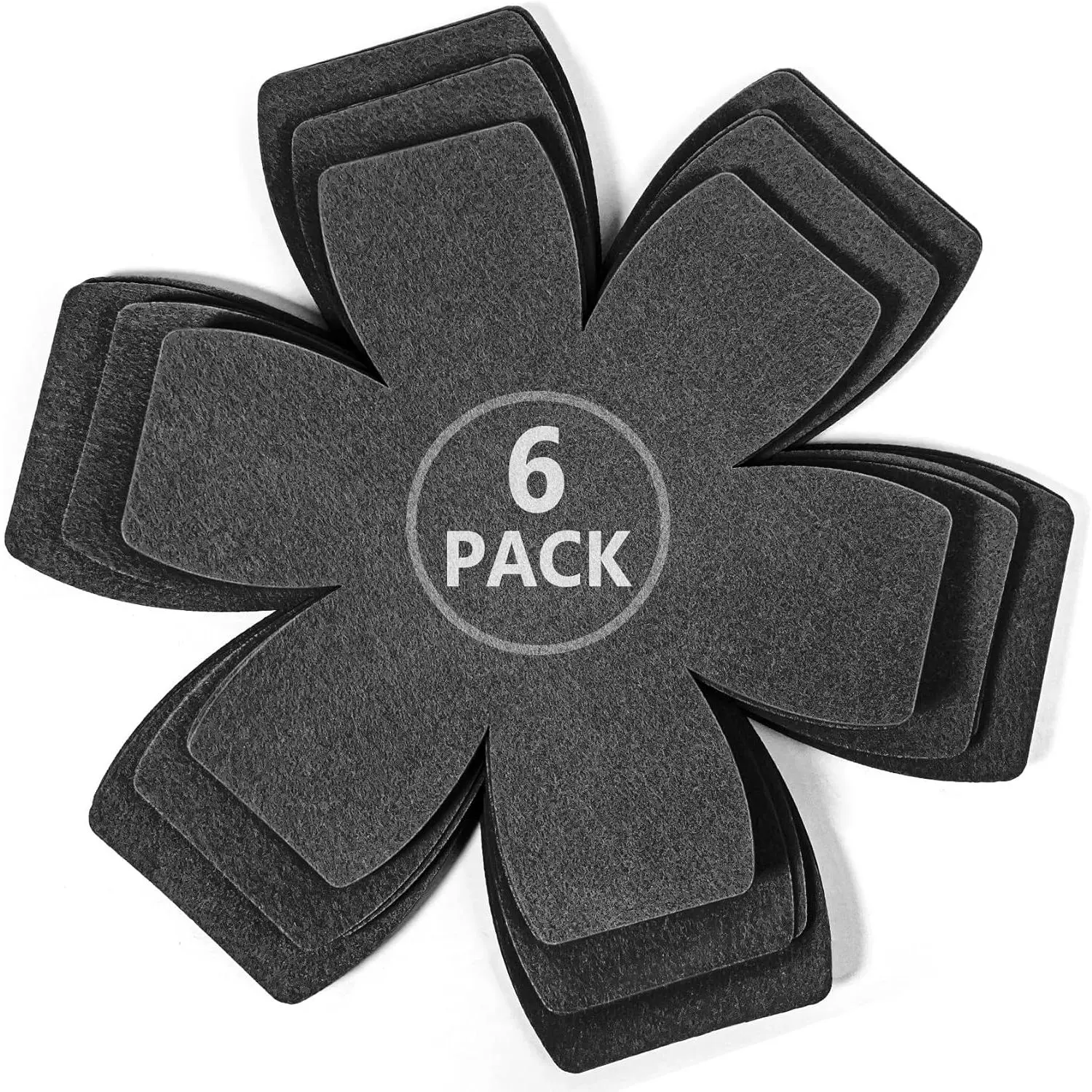 Felt Pot and Pan Protectors - Set of 6 and 3 Different Sizes Felt Pan Protectors for Stacking, Larger & Wider Pot and Pan Protectors, Pan Separators Protectors, Pot Separators for Stacking, Deep Gray
