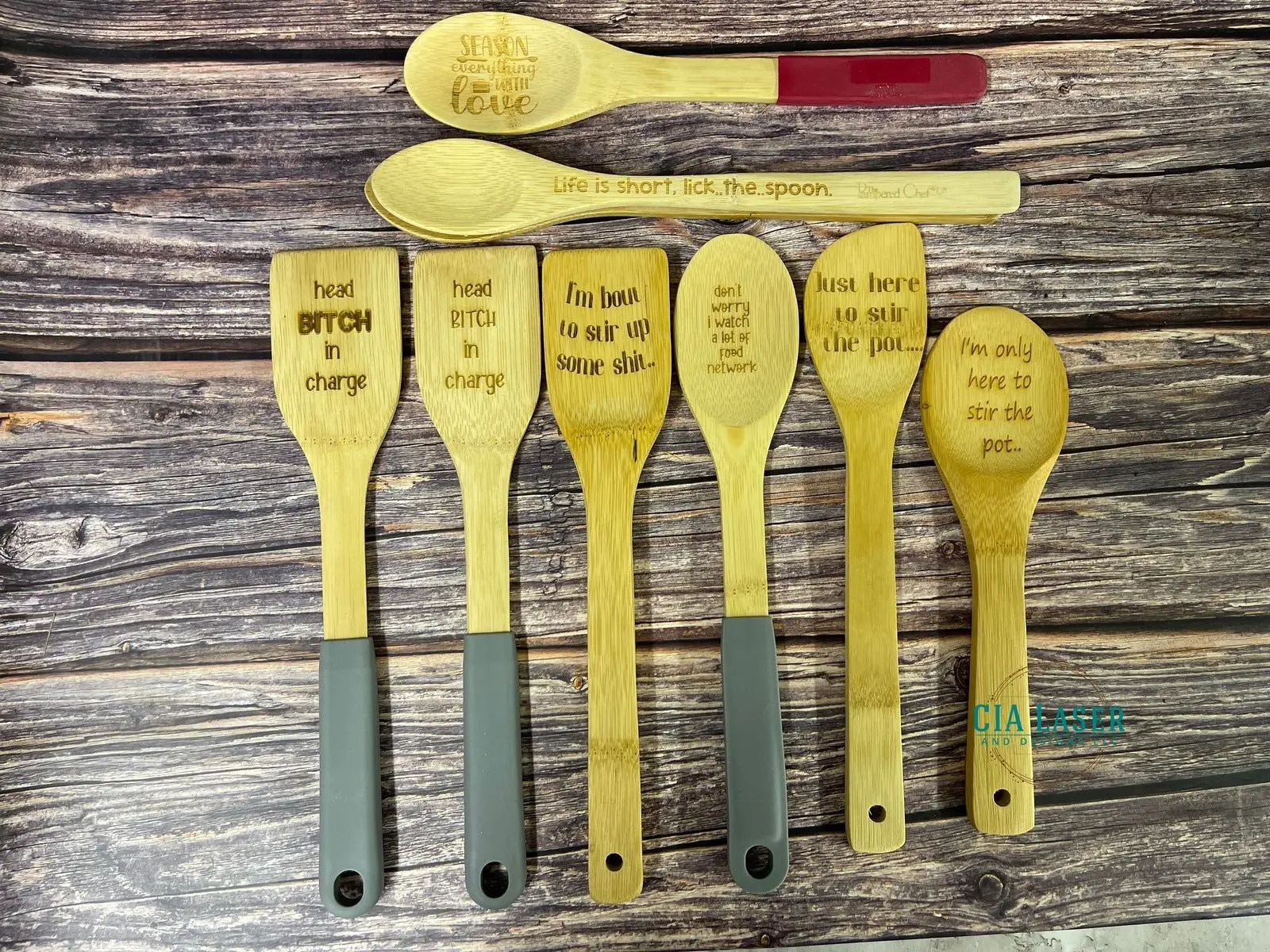 Custom Laser Engraved Wooden Spoons or Whisks