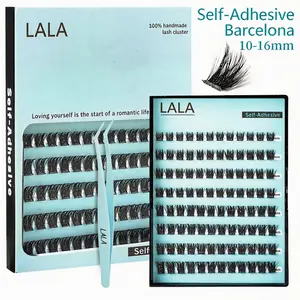 LALA.BJ Self-Adhesive Wispy Cluster False Eyelashes - No Glue, Tool-Free, Easy Application, Long-Lasting Strong Hold, Reusable, Natural Look Makeup for Lash Extensions