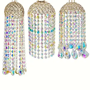 Crystal Suncatcher Wind Chime, Chandelier Design for Rainbow Reflections, Hanging Decorative Ornaments, Perfect for Windows & Home