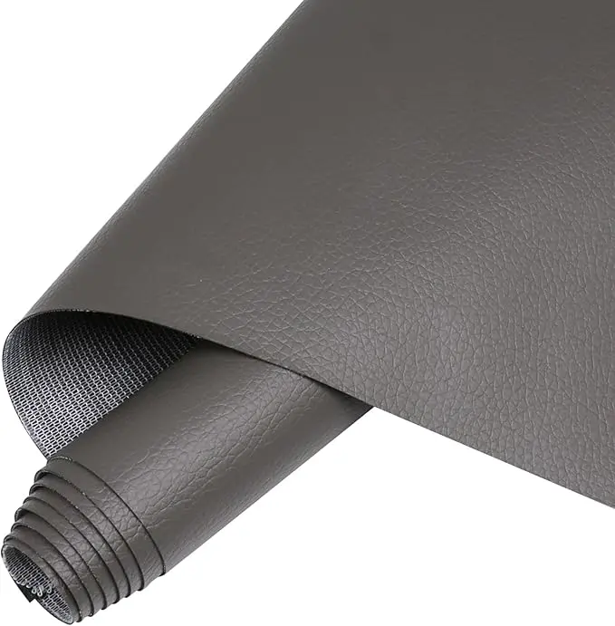 Dark Gray Self-Adhesive Faux Leather Roll - Waterproof, Scratch-Resistant Synthetic Leather Repair Vinyl for Sofa, Car Seat Renovation