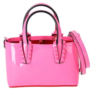 Pre-owned christian louboutin Leather Crossbody Bags Cabata EW Nano Handbag Neon Pink Solid 3225245 Patent Leather