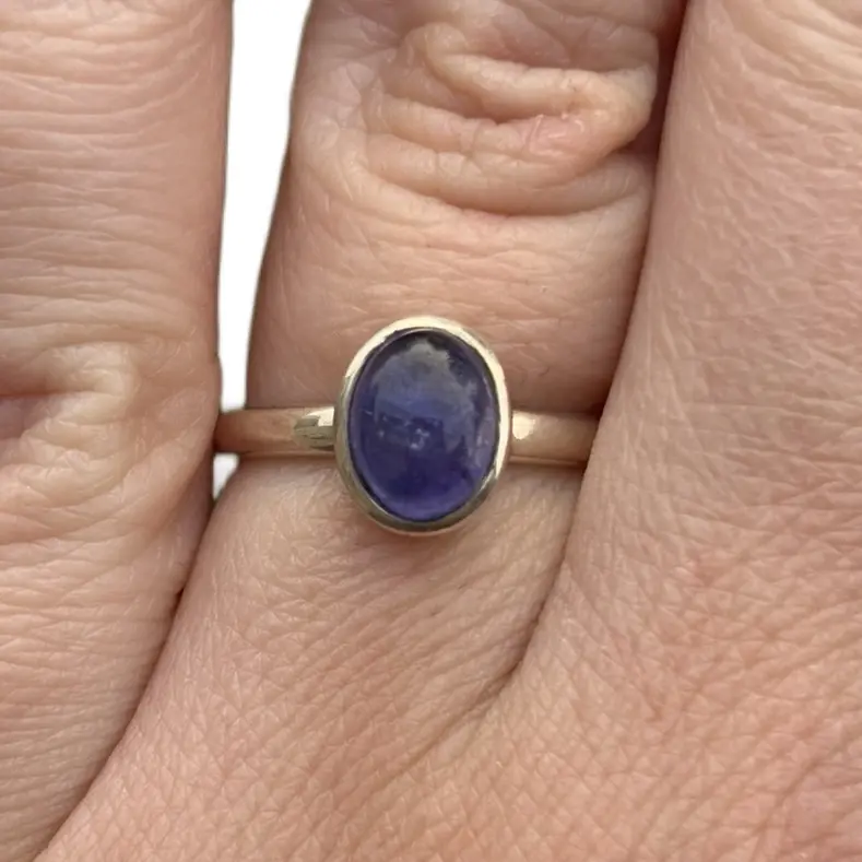 Sterling Silver Tanzanite Cabochon Ring for Women