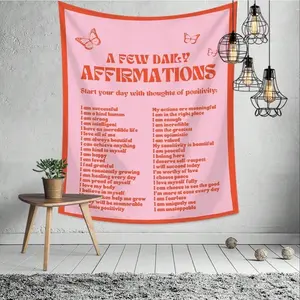 Daily Affirmations Tapestry, Inspirational Quotes Wall Art, Motivational Fashion Tapestry, Positive Wall Decor, Wall Hanging for Room Decor, Home Bedroom Decor, Durable Decorative Tapestry