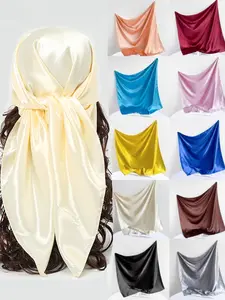 Women's Elegant Solid Color Satin Square Scarf, Casual Soft Comfortable Hairband, Fashion Daily Wear Headwear, All Seasons