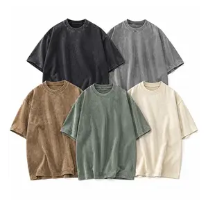 1/5 Pack Oversized Tshirts Unisex Gym Vintage Heavyweight T Shirts Cotton Workout Acid Wash Baggy Tees（S~XXXXL）