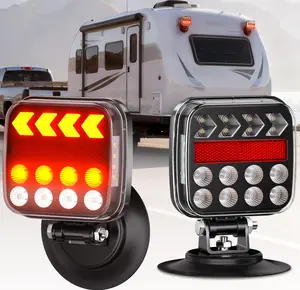Ehaho Wireless Trailer Lights Magnetic Kit – Portable LED Tow Lights, IP67 Waterproof, Fast-Charging Tail Light with 9-Hour Runtime, Turn Signal, Reverse & Brake Lights for RV, Boat, Truck, Car Towing