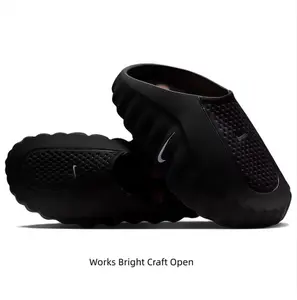 Black Thick-Soled Massage Slides, Orange Spherical Outsole, Breathable Fabric Upper, Pre-Game Recovery Tech Mules