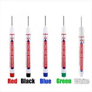 5 Counts Deep Drill Hole Long Nib Marker,20mm Tip Deep Hole Pen,For Metal Perforating PensWoodworking Marker Pen,Quick-Dry Waterproof Marker Pen,Plastic,Marking Pen for Wood,Wall,Cardboard Construction Site Pen