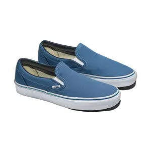VANS Classic Slip-On Navy Casual Flat Low Profile Rubber Footwear - Men's Round Toe Slip-On Closure Plain Pattern Summer Comfort Iconic Lightweight Casual Shoe, Slip On Lightweight